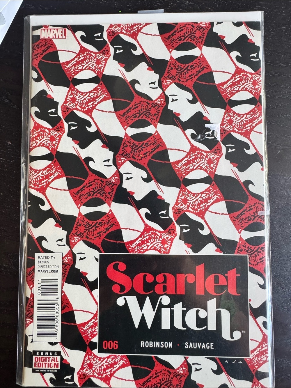 Marvel Scarlet Witch Graphic Comic Cover - Red, Black, White